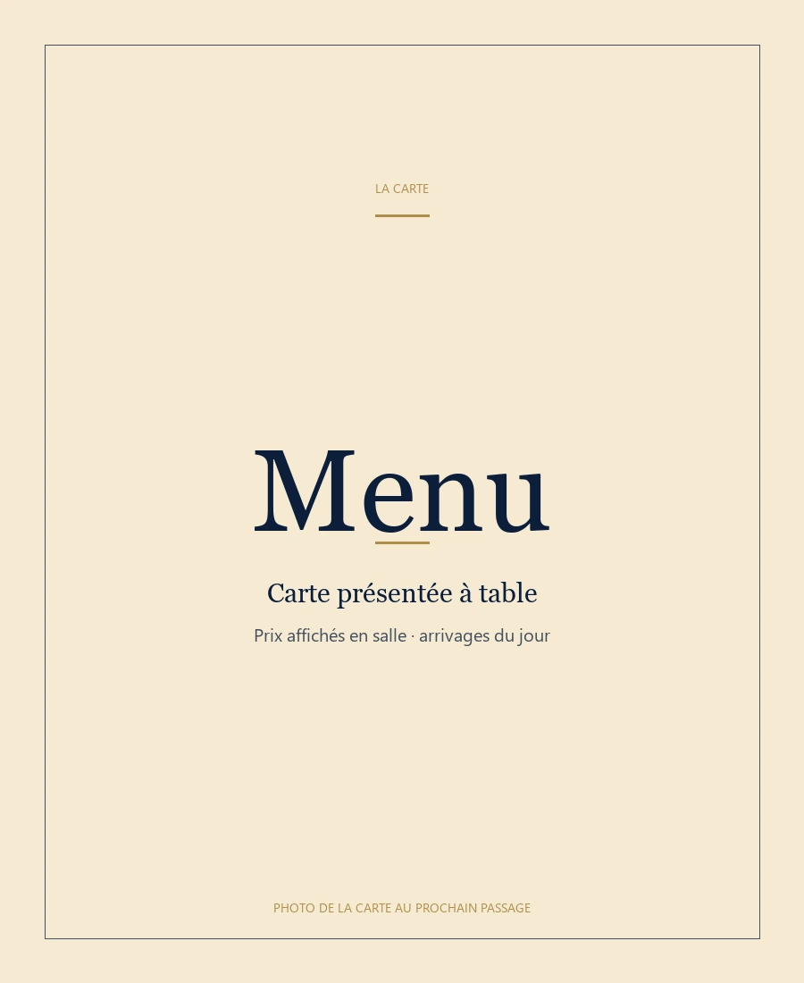 Carte Restaurant du Yacht Club, photo de la carte au prochain passage